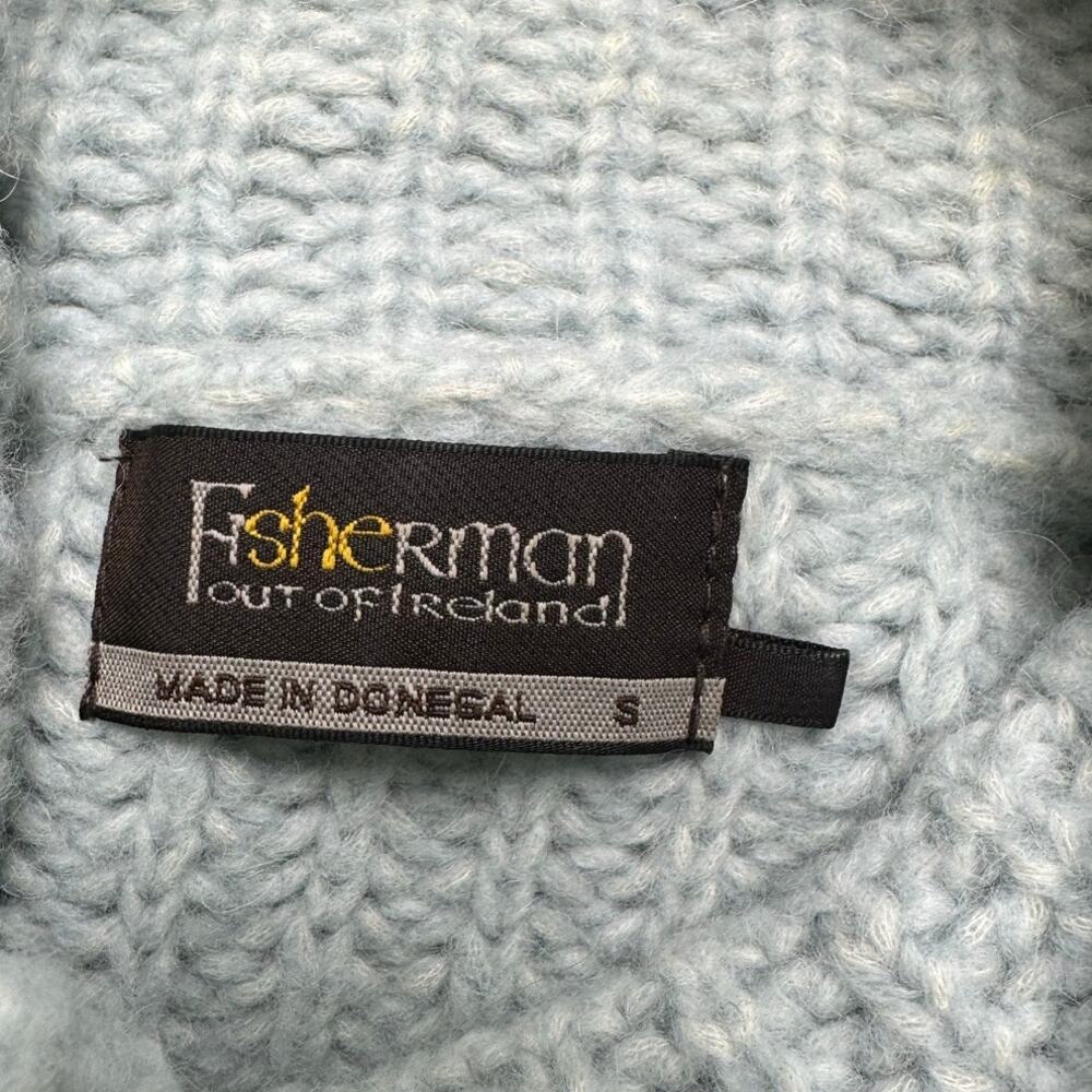 Fisherman Out of Ireland Seafoam Baby Alpaca Merino Turtleneck Sweater Small - Picture 6 of 9